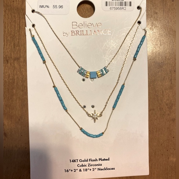14KT Gold CZ Necklace Set NIB - Picture 1 of 1